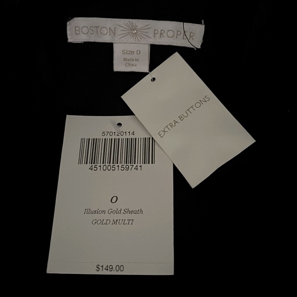 Boston Proper Illusion Dress Gold Multi 0 - Picture 8 of 10